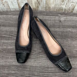 Brenda Zaro Suede Patent Leather Capped Heels [S5409]